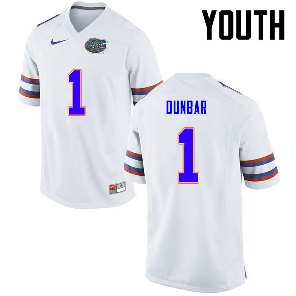Youth Florida Gators #1 Quinton Dunbar College Football Jerseys-White - Click Image to Close